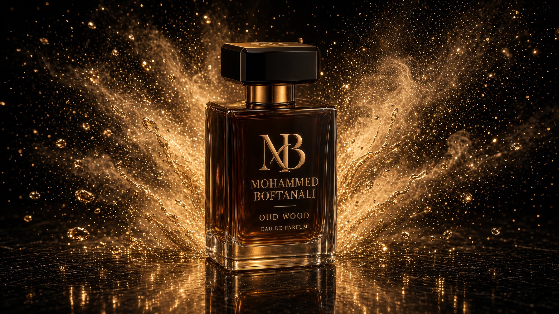 Oud Wood Eau de Parfum in the signature amber bottle